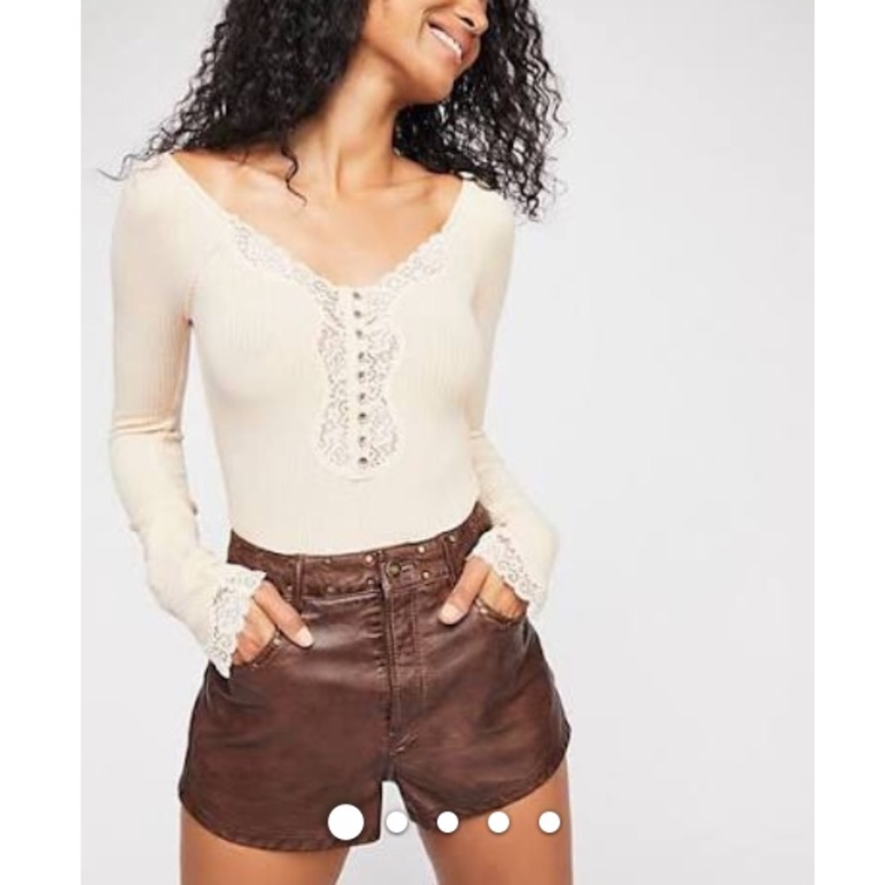 NWT Free People XS Long Sleeve Lacy Button Up Swtr